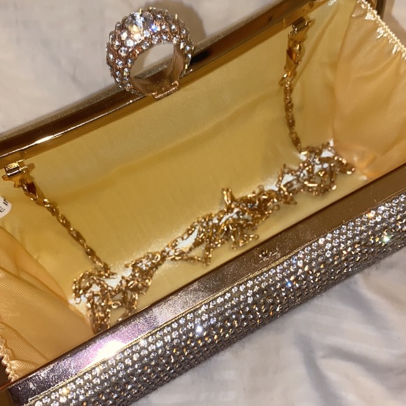 Gold Sparkly Clutch w/ Chain - Picture 3 of 3